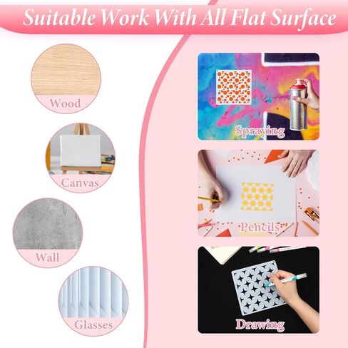 Molain 16Pcs Geometric Stencils for Crafts Reusable, Face Painting Stencils Texture Stencils for Painting DIY Art Painting Stencils for Painting on Wall Scrapbook Furniture Floor Crafts Decor(Style B) in Saudi Arabia