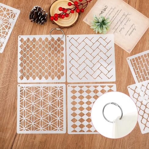 Molain 16Pcs Geometric Stencils for Crafts Reusable, Face Painting Stencils Texture Stencils for Painting DIY Art Painting Stencils for Painting on Wall Scrapbook Furniture Floor Crafts Decor(Style B) in Saudi Arabia