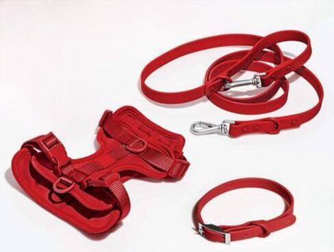 Premium Dog Comfort Set. Leashes & Harness, Red, durable, soft to The touch, comfortable fit for all your furry friends. in Saudi Arabia