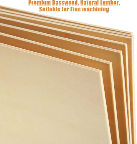 Basswood Sheets 12x12 Inch Unfinished Square Wood Pieces for Crafting 3mm Plywood Board 1/8" Thin Wooden Sheets Wood Slices Natural Wood Planks for Craft DIY Arts Project Painting Pyrography (20) in Saudi Arabia