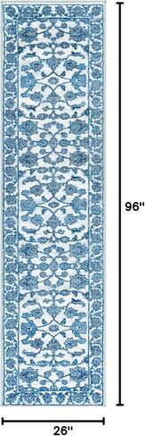 Rugs.com سجادة مجموعة بوسطن - سجادة زرقاء منخفضة الوبر بطول 6 أقدام مثالية للممرات والمداخل in Saudi Arabia