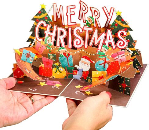 بطاقة عيد الميلاد المنبثقة من Paper Love، عيد ميلاد سعيد ثلاثي الأبعاد، لعيد الميلاد أو العطلات، غطاء مقاس 5 × 7 بوصة - يتضمن مظروفًا وعلامة ملاحظات قابلة للإزالة in Saudi Arabia