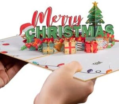 بطاقة عيد الميلاد المنبثقة من Paper Love، عيد ميلاد سعيد ثلاثي الأبعاد، لعيد الميلاد أو العطلات، غطاء مقاس 5 × 7 بوصة - يتضمن مظروفًا وعلامة ملاحظات قابلة للإزالة in Saudi Arabia