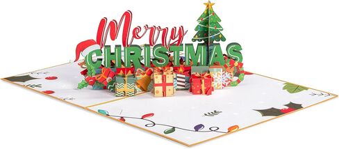 بطاقة عيد الميلاد المنبثقة من Paper Love، عيد ميلاد سعيد ثلاثي الأبعاد، لعيد الميلاد أو العطلات، غطاء مقاس 5 × 7 بوصة - يتضمن مظروفًا وعلامة ملاحظات قابلة للإزالة in Saudi Arabia