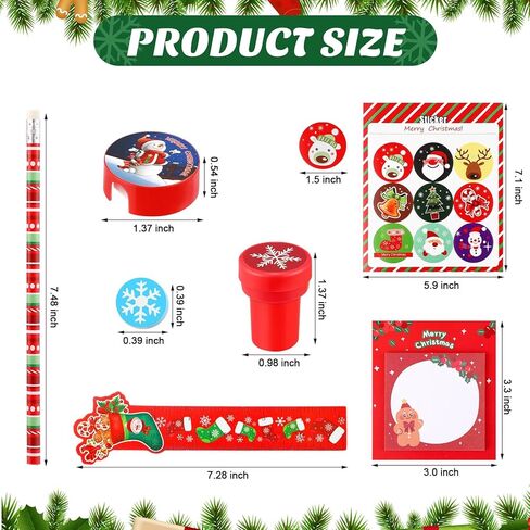 PerKoop 336 جهاز كمبيوتر شخصي لحفلات عيد الميلاد للأطفال، 48 مجموعة من قرطاسية عيد الميلاد تتضمن مسطرة قلم رصاص لعيد الميلاد ومبراة وممحاة وملصق ختم لحشو تخزين هدايا الفصل الدراسي in Kuwait