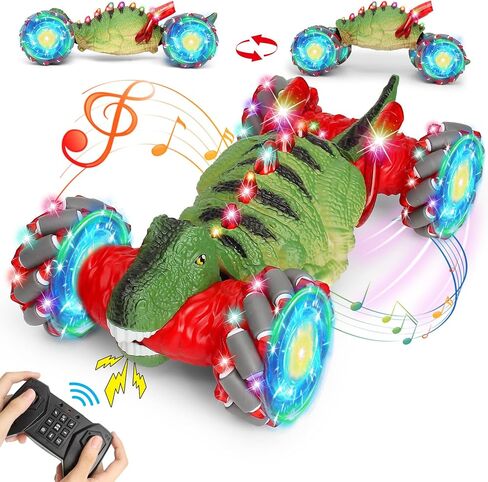 Yerloa Dinosaur Toys for Kids 3-5 5-7 Christmas Birthday Gift, Remote Control Dinosaur for Boys 4-7 8-12, Dino Toy for Ages 4 5 6 7 8-13, Gesture Sensing RC Car, RC Stunt Twist Car with Light & Music in Saudi Arabia