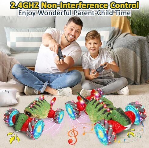 Yerloa Dinosaur Toys for Kids 3-5 5-7 Christmas Birthday Gift, Remote Control Dinosaur for Boys 4-7 8-12, Dino Toy for Ages 4 5 6 7 8-13, Gesture Sensing RC Car, RC Stunt Twist Car with Light & Music in Saudi Arabia