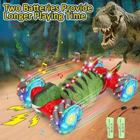 Yerloa Dinosaur Toys for Kids 3-5 5-7 Christmas Birthday Gift, Remote Control Dinosaur for Boys 4-7 8-12, Dino Toy for Ages 4 5 6 7 8-13, Gesture Sensing RC Car, RC Stunt Twist Car with Light & Music in Saudi Arabia