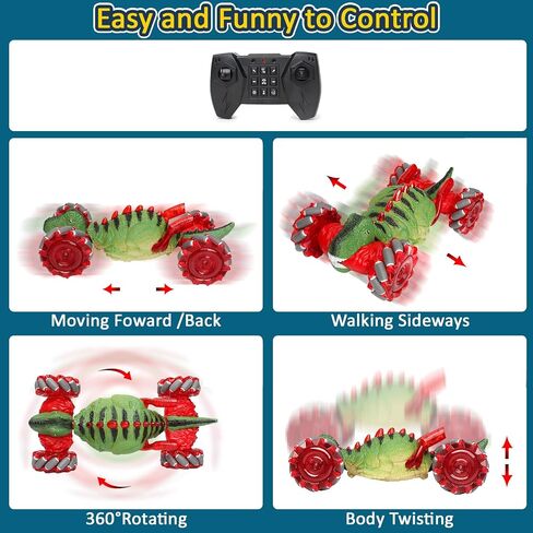 Yerloa Dinosaur Toys for Kids 3-5 5-7 Christmas Birthday Gift, Remote Control Dinosaur for Boys 4-7 8-12, Dino Toy for Ages 4 5 6 7 8-13, Gesture Sensing RC Car, RC Stunt Twist Car with Light & Music in Saudi Arabia