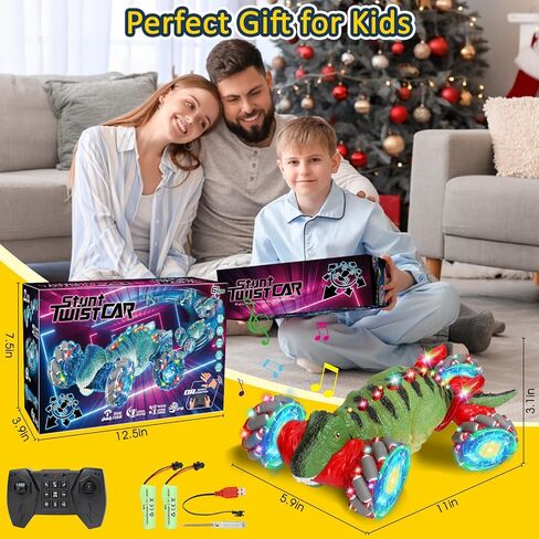 Yerloa Dinosaur Toys for Kids 3-5 5-7 Christmas Birthday Gift, Remote Control Dinosaur for Boys 4-7 8-12, Dino Toy for Ages 4 5 6 7 8-13, Gesture Sensing RC Car, RC Stunt Twist Car with Light & Music in Saudi Arabia