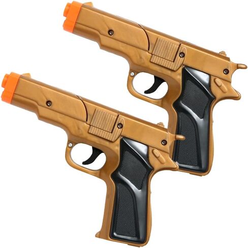 Set of 2, Cap Gun Toy, Detective Revolver, Police Cowboy, Pretend Play, Colt 45, 7 Inches (Golden) in Saudi Arabia