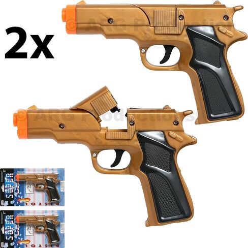 Set of 2, Cap Gun Toy, Detective Revolver, Police Cowboy, Pretend Play, Colt 45, 7 Inches (Golden) in Saudi Arabia