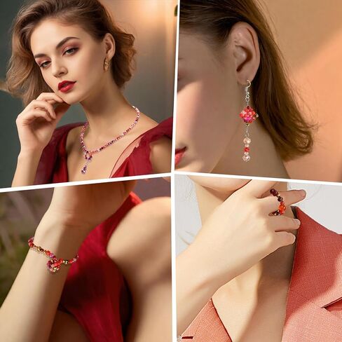 مجموعة خرزات زجاجية كريستالية متعددة الألوان - مقاسات متنوعة 2-10 ملم للأساور والقلائد والأقراط - مجموعة صنع مجوهرات قوس قزح مع حلية على شكل قلب in Kuwait