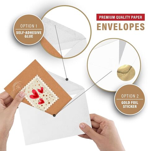easykart labels 12 Christmas Greeting Cards with Foiling on Kraft Paper with Envelopes,5.75 x 4.25 Inch Merry Christmas Cards with Seal Stickers for Friends, Family and Loved Ones in Kuwait