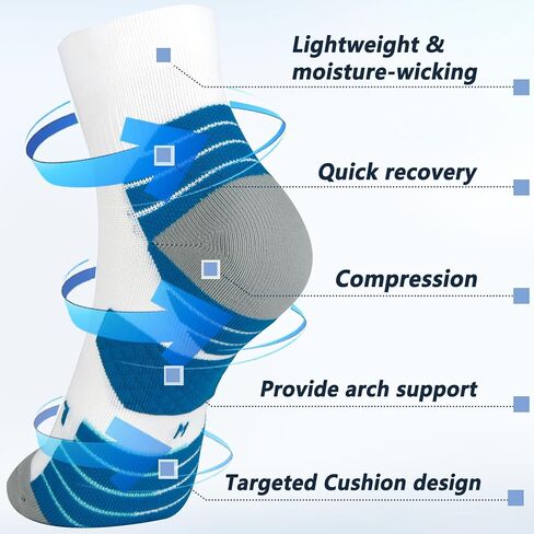 3 أزواج من الجوارب الضاغطة من LIN PERFORMANCE للرجال والنساء، جوارب رياضية للجري in Kuwait