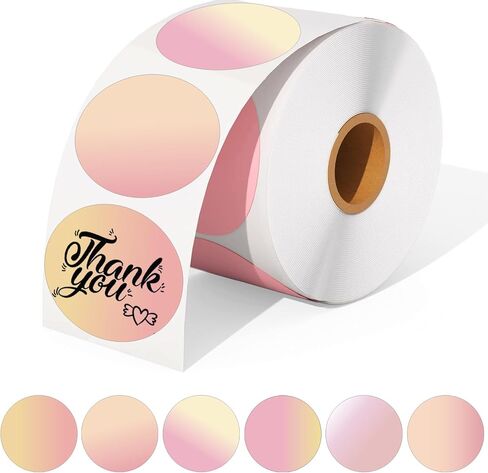 Thermal Sticker Labels, 2 Inch Self-Adhesive Circle Direct Thermal Labels, Multi-Purpose Roll Sticker Labels for DIY Logo Design, QR Code, Name Tag - 600 Labels,1 Roll (Pink) in Saudi Arabia