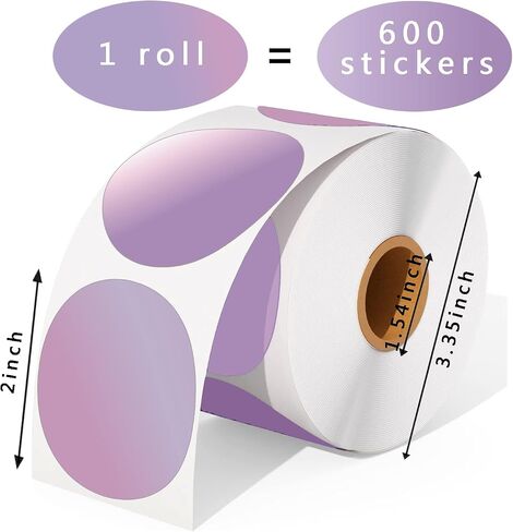 Thermal Sticker Labels, 2 Inch Self-Adhesive Circle Direct Thermal Labels, Multi-Purpose Roll Sticker Labels for DIY Logo Design, QR Code, Name Tag - 600 Labels,1 Roll (Pink) in Saudi Arabia