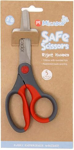 Micador jR. Safe Scissors, Right-Handed, Red - Rubber Grip - Develop Motor Skills + Learn to Cut - Ages 3+ in Kuwait