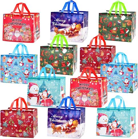 U-PTY 24PCS Christmas Paper Gift Bags with Handles for Holiday Treats and Party Supplies in Saudi Arabia