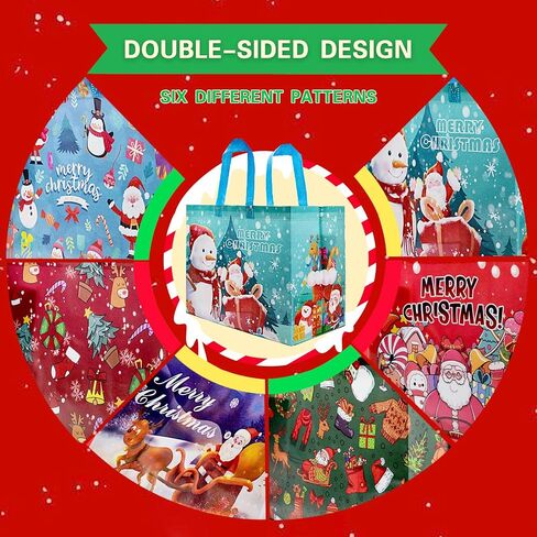 U-PTY 24PCS Christmas Paper Gift Bags with Handles for Holiday Treats and Party Supplies in Saudi Arabia