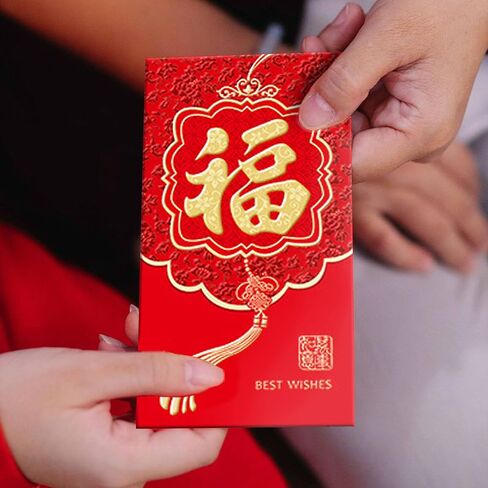 24 قطعة من المظاريف الحمراء للعام الصيني الجديد 2025، مظاريف حمراء لعام الأفعى، ظرف أحمر للعام القمري الجديد، عبوات حمراء من Lucky Money باللون الأحمر من Hong Bao مع 6 تصميمات منقوشة بالذهب لمهرجان الربيع (ج) in Kuwait