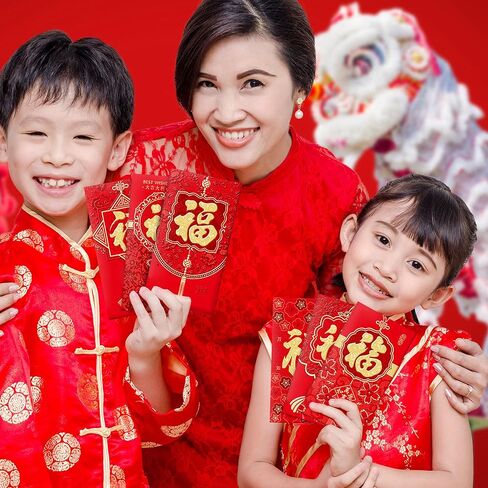 24 قطعة من المظاريف الحمراء للعام الصيني الجديد 2025، مظاريف حمراء لعام الأفعى، ظرف أحمر للعام القمري الجديد، عبوات حمراء من Lucky Money باللون الأحمر من Hong Bao مع 6 تصميمات منقوشة بالذهب لمهرجان الربيع (ج) in Kuwait