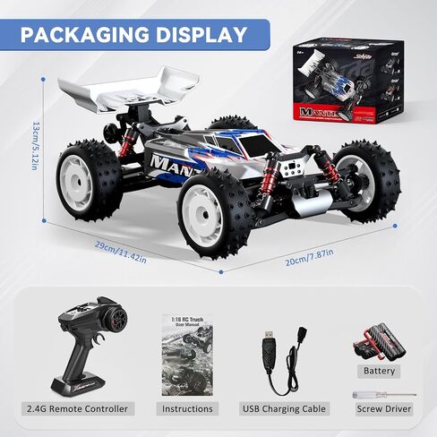 1/16 Fast Remote Control Car for Adults, Electric Vehicle Gift for Boys, High Speed RC with Max 48 mph Offroad Buggy, All Terrains RC Monster Truck with 2 sets of Rechargeable Batteries (Blue) in Saudi Arabia