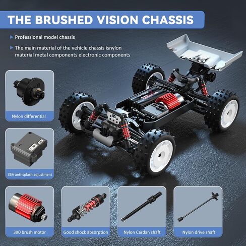 1/16 Fast Remote Control Car for Adults, Electric Vehicle Gift for Boys, High Speed RC with Max 48 mph Offroad Buggy, All Terrains RC Monster Truck with 2 sets of Rechargeable Batteries (Blue) in Saudi Arabia