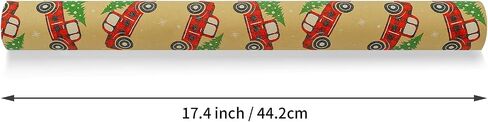 CAMKUZON Kraft Christmas Wrapping Paper Roll with Cutlines on Reverse - Vintage Red & Black Plaid Truck Design - Holiday Gift Wrap Paper, 17.4 Inch in Saudi Arabia