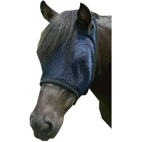 Intrepid International Miniature Horse Fly Mask, Navy Fly Masks for Horses, Lightweight & Breathable with Sun Protection, See Through Mesh Material Prevents Rubbing, Touch Tape Closure