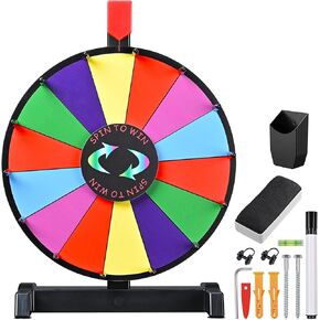 WinSpin 12" Color Prize Wheel Tabletop 14 Slots Heavy Duty Editable Spinning Wheel for Fortune Spinning Game Carnival & Tradeshow, Classic Series
