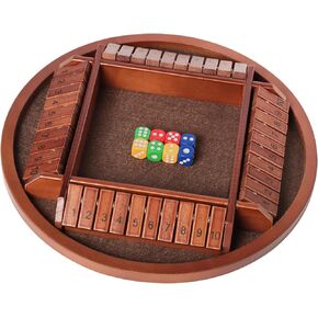 Shut The Box Dice Game,2-4 Player Family Wooden Board Table Math Games, 8 Dices Classics Tabletop Version Games for Classroom,Home,Party or Pub