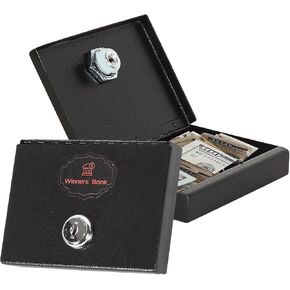 Metal Box with 2 Keys for Gamblers - Pocket-Sized Casino Cash Holder Portable Safe Cash Box Having Your Winnings to Take Home GEN 2