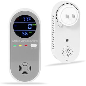 2 Packs Carbon Monoxide Detectors, Plug in Carbon Monoxide Alarm, 3-in-1 Real-time Digital Display Fahrenheit(°F) & Humidity, Co Detector Monitor for Home,RV,Apartment