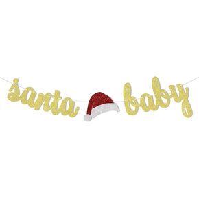 Santa Baby Banner, Christmas Baby Shower Decorations, Santa Baby Sign, Winter Baby Shower Decorations Gold Glitter