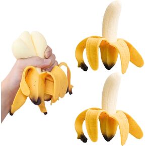 3 Pcs Squishy Banana Toys Simulated Peeling Banana Decompression Toy Stress Relief Simulation Bananas Party Favors for Adults April Fool's Day Satisfying Fruit Toy