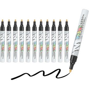 M&G Paint Marker Pens, 12Pcs Waterproof Paint Markers Quick Dry and Permanent Metallic Markers for Painting Stone, Wood, Plastic, Ceramic, Canvas, Glass, Tires, Black