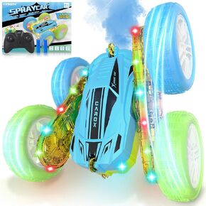 Spider Remote Control Car, 4WD Off-Road Stunt Car with Lights & Spray, 2.4GHz Double Sided RC Car, 360°Rotating/Flip, Indoor/Outdoor Rechargeable Toy Car for 6-12 Kids Boys