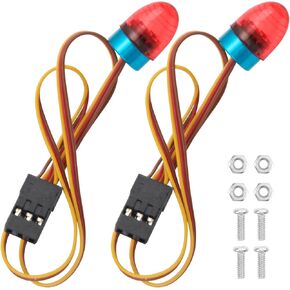 2Pcs ShareGoo RC Flashing LED Lights kit Led Lamp Rotating Beacon Light Compatible with Traxxas TRX4 SCX10 1/10 RC Crawler Engineering Excavator Car 1/14 Tamiya Tractor RC Car Truck (Red)
