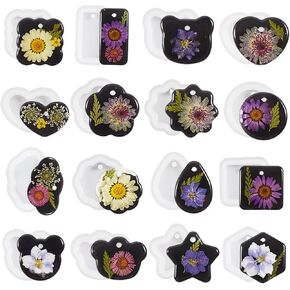 16PCS Ymapinc Resin Silicone Molds Resin Jewelry Making Kits with Hanging Hole, DIY Tear Drop Necklace Pendants and DIY Keychain Molds, Epoxy Resin Mold Necklace, Decorations Gifts for Girls Women