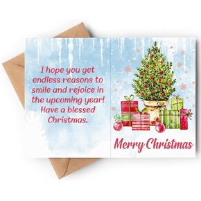 Christmas Card, Merry Christmas For Wife, Husband, Him, Her, Mom, Dad, Friends - Folded Card 5"x7" with Sticker, Envelope - Sweet Card on Xmas