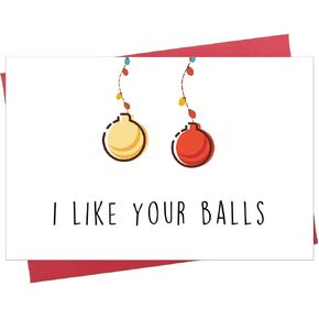 Naughty Christmas Card for Husband, Funny Merry Xmas Card for Boyfriend, Hubby, I Like Your Balls