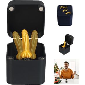 Funny Gag Gifts for Women Men, White Elephant Gifts for Adults, Best Gag Christmas Birthday Gifts for Men Women Friends Him Her (Black Box Gold Dick)