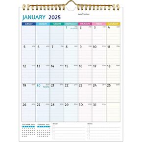 Wall Calendar 2025-2026 – Dec 2024 - Jun 2026, Calendar 2025-2026 Wall, 19 Monthly Calendar, 8.5 x 11 In, 2025 Small Calendar, Ruled Blocks, Thick Paper, Holidays, To-do ＆ Notes, Great for Organizing