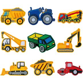 9PCS Kids Construction Vehicles Iron on Sew on Patches, Truck, Car Appliques DIY Patch for Hats Jackets Bags Jeans (Car001)