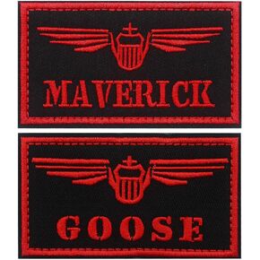 Goose & Maverick Funny Embroidered Patch Stickers with 3.8"x2.2" Hook and Loop Embroidered Applique for Shirts Backpacks Hats Jackets