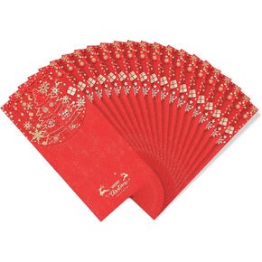 Christmas Cash Envelopes 18 PCS，Christmas Currency Envelopes Hollow-Out Cash Envelopes For Christmas Day/Birthday/Holiday/Party/Spring Festival etc（Red Color 7 × 3.4 inch）