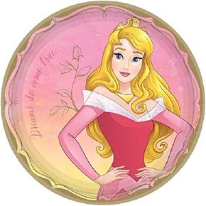 Enchanting Disney Princess Aurora Round Paper Plates - 9" (Pack of 8) - Vibrant Multicolor Design - Perfect for Magical Themed Parties, Birthdays & Celebrations