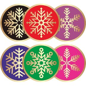 Anwyll Christmas Snowflake Stickers,Merry Christmas Gift Stickers,120Pcs 2Inch Gold Foil Stamping Design Christmas Envelope Seal Label Sticker,Self-Adhesive Xmas Gift Stickers,Holiday Sticker for Card