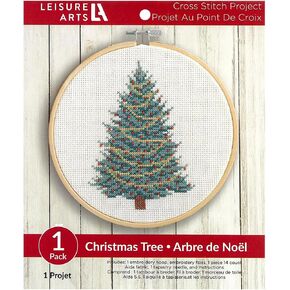 Leisure Arts Cross Stitch Kits 6" Christmas Tree, Embroidery Kit, Cross Stitch Kits, Hobby, Craft Kits for Adults, Embroidery Patterns, Cross Stitch Kits for Beginners Adults in Saudi Arabia